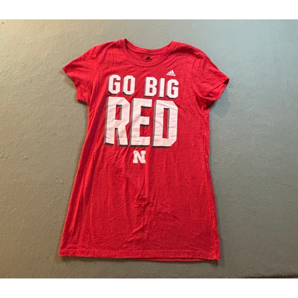 Adidas Nebraska Huskers Go Big Red T Shirt Womens L Red Short Sleeve Graphic Tee